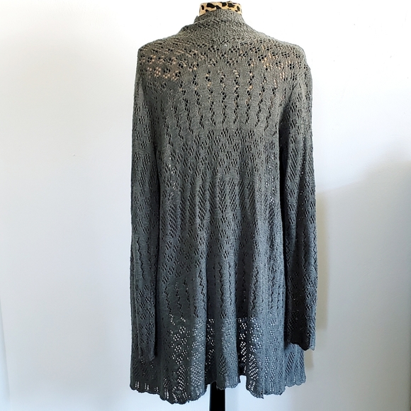 KNOX ROSE Olive Green Knit Cardigan, Long - Picture 2 of 4